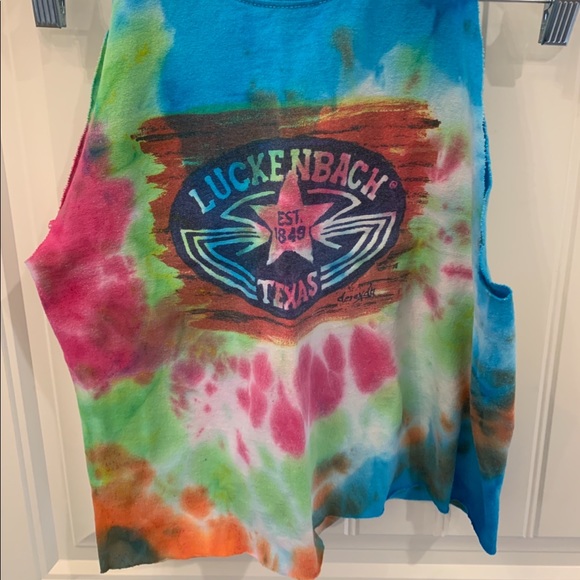 Tie dye willie Nelson luckenbach Texas cutoff crop - Picture 3 of 7